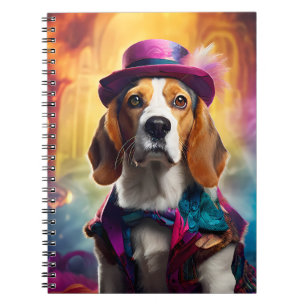 Beagle in levendig kostuum notitieboek