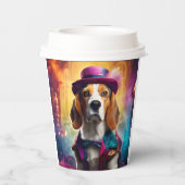Beagle in levendig kostuum papieren bekers (Achterkant)