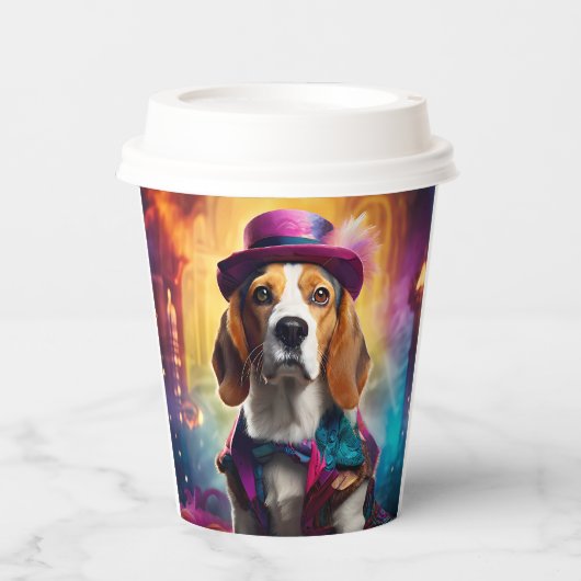 Beagle in levendig kostuum papieren bekers (Voorkant)