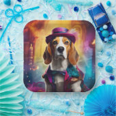 Beagle in levendig kostuum papieren bordje (Feest)
