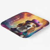 Beagle in levendig kostuum papieren bordje (Gebogen)