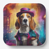 Beagle in levendig kostuum papieren bordje (Voorkant)