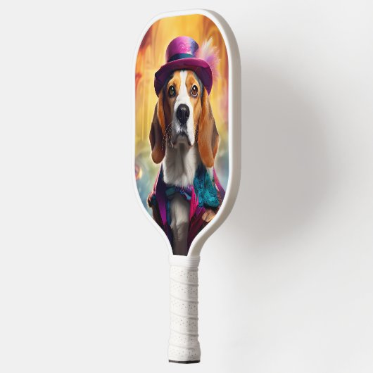 Beagle in levendig kostuum pickleball paddle (Links)