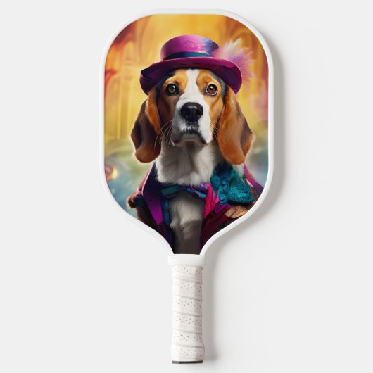 Beagle in levendig kostuum pickleball paddle (Voorkant)