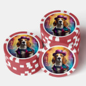Beagle in levendig kostuum poker chips (Opstapeling)