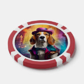 Beagle in levendig kostuum poker chips (Enkel)