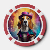 Beagle in levendig kostuum poker chips (Achterkant)