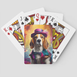 Beagle in levendig kostuum pokerkaarten