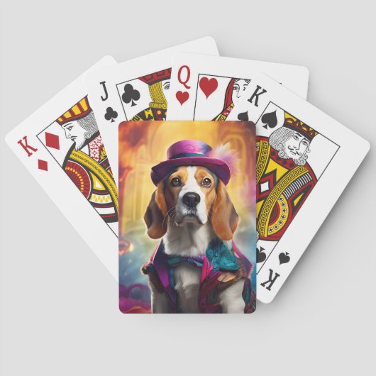 Beagle in levendig kostuum pokerkaarten (Achterkant)