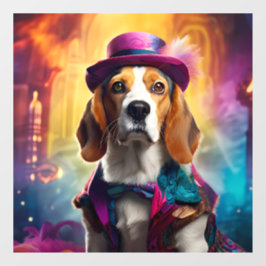 Beagle in levendig kostuum raamsticker