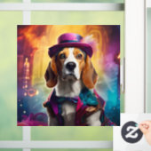 Beagle in levendig kostuum raamsticker (Huis)