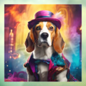 Beagle in levendig kostuum raamsticker (Vel 3)