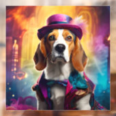 Beagle in levendig kostuum raamsticker (Vel 2)