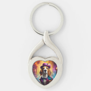 Beagle in levendig kostuum sleutelhanger