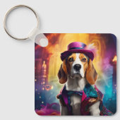 Beagle in levendig kostuum sleutelhanger (Voorkant)