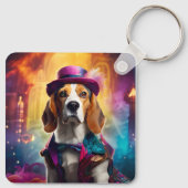 Beagle in levendig kostuum sleutelhanger (Achterkant)
