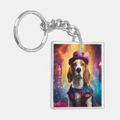 Beagle in levendig kostuum sleutelhanger (Voorkant Links)