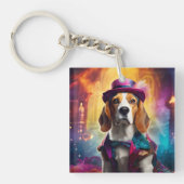 Beagle in levendig kostuum sleutelhanger (Voorkant)