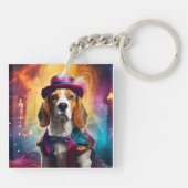Beagle in levendig kostuum sleutelhanger (Achterkant)
