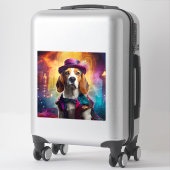 Beagle in levendig kostuum sticker (Koffer)