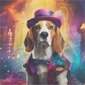 Beagle in levendig kostuum sticker (Voorkant)