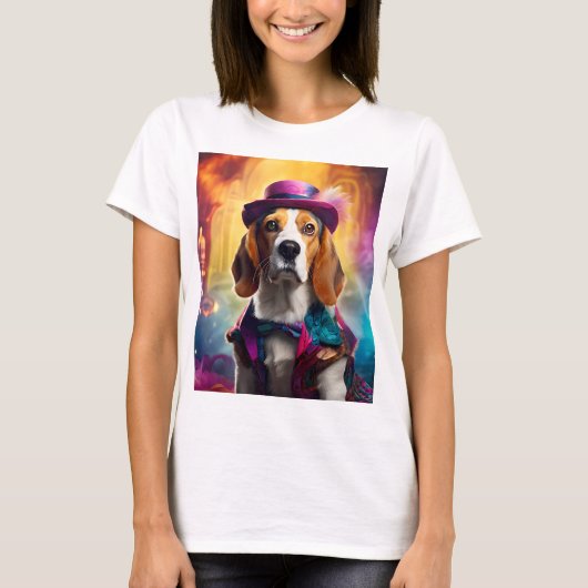 Beagle in levendig kostuum t-shirt (Voorkant)