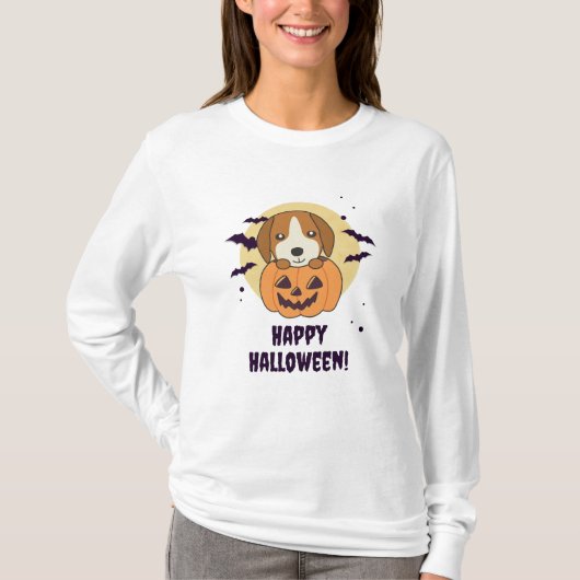 Beagle in pomkin Sweet Dogs Happy Halloween T-shirt (Voorkant)