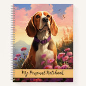 Beagle in roze wilde bloemen Natuur Portret Notitieboek (Voorkant)