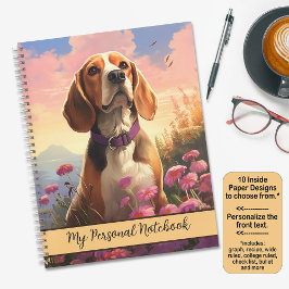 Beagle in roze wilde bloemen Natuur Portret Notitieboek