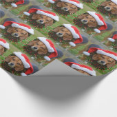 Beagle in Santa Hat en kerstgarland Cadeaupapier (Hoek)