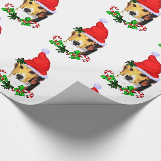Beagle in Santa Hat Kerstmis Cadeaupapier (Hoek)