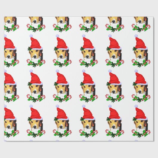 Beagle in Santa Hat Kerstmis Cadeaupapier (Vlak)