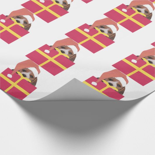 Beagle in Santa Hat Wrapping Paper Cadeaupapier (Hoek)