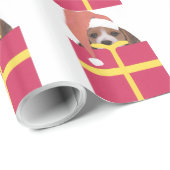 Beagle in Santa Hat Wrapping Paper Cadeaupapier (Rol Hoek)