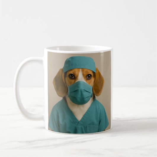 Beagle in Scrubs Koffiemok (Links)
