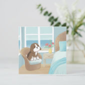 Beagle in slaapkamer illustratie feestdagenkaart (Staand voorkant)