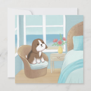 Beagle in slaapkamer illustratie kaart