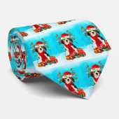 Beagle in sneeuw met kerstcadeaus stropdas (Opgerold)