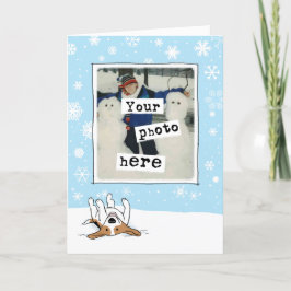 Beagle in Snow Holiday Photo Template Hondenliefhe Feestdagen Kaart