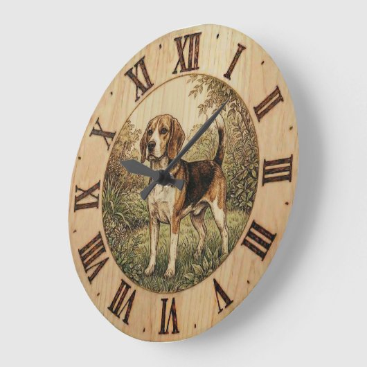 Beagle in Spring Park Wall clock  Grote Klok (Hoek)