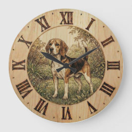 Beagle in Spring Park Wall clock Grote Klok