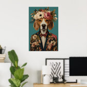 Beagle In Suit Poster, Beagle Portrait, Beagle Oil Poster (Thuiskantoor)