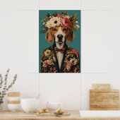 Beagle In Suit Poster, Beagle Portrait, Beagle Oil Poster (Keuken)