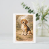 Beagle in vintage stijl briefkaart (Staand voorkant)