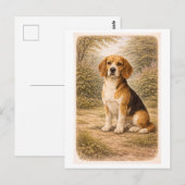 Beagle in vintage stijl briefkaart (Voorkant / Achterkant)