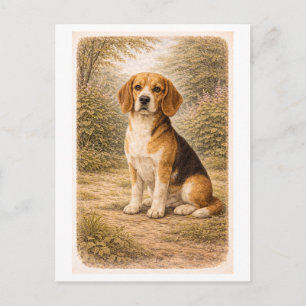 Beagle in vintage stijl briefkaart