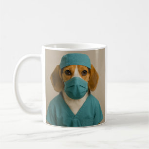 Beagle in werkkleding koffiemok