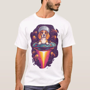 Beagle � Intergalactische Hond Ontmoeting T-shirt