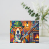 Beagle Jäger Pop Art – Moderner Jagdhund Briefkaart (Staand voorkant)