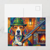 Beagle Jäger Pop Art – Moderner Jagdhund Briefkaart (Voorkant / Achterkant)